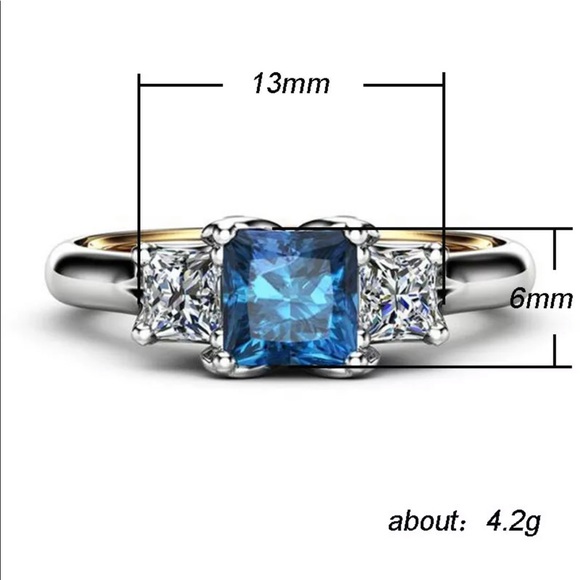 New 925 Silver Two Tone Sapphire Ring - Picture 6 of 6